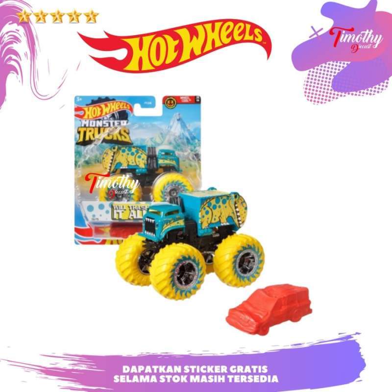 Jual Hot Wheels Monster Trucks Will Trash It All Hijau Kuning LIFETIME