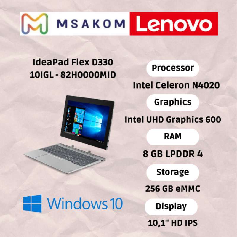 Jual Lenovo IdeaPad Flex D330 N4020/8GB/256GB/10,1/WIN10 di Seller
