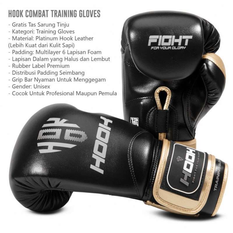 Jual BOXING GLOVES GOOK COMBAT BLACK GOLD di Seller Bali Fight Gear Sanur, Kota Denpasar Blibli