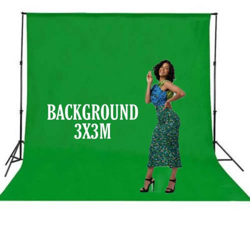 Jual BACKGROUND FOTO /VIDEO, GREEN SCREEN POLOS UKURAN 3 X 3 METER di