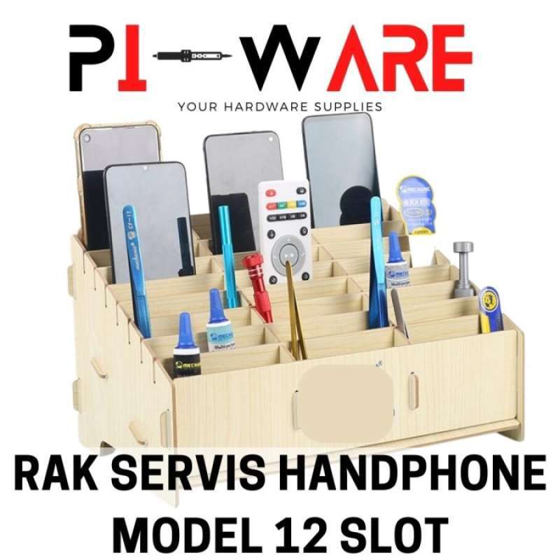 Promo Rak Penyimpanan Sparepart Tool Hp Di Meja Kerja Model Kayu 12 ...