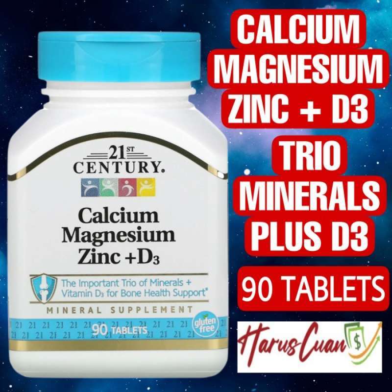 Jual 21st Century USA Calcium Magnesium Zinc + D3 400 iu 90 tablets di ...