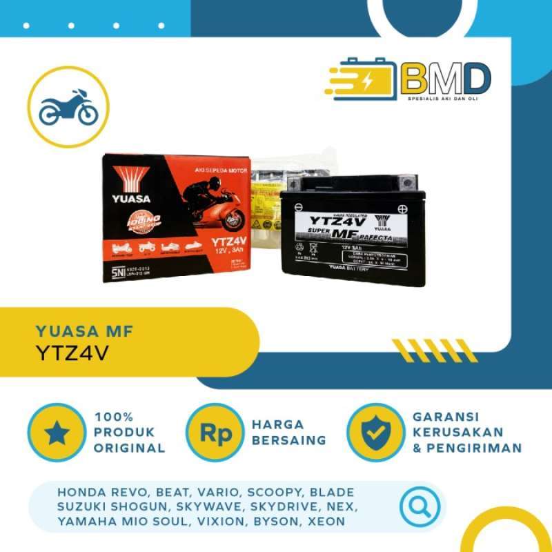 Jual Aki Motor Yuasa Ytz4v Untuk Shogun, Jupiter, Shadow, Sonic, Supra