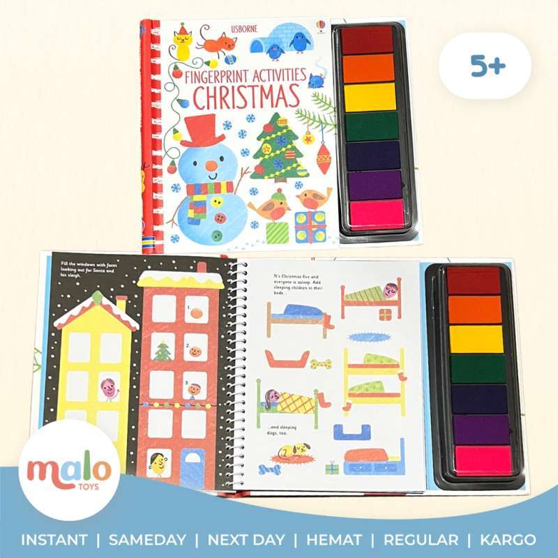 Jual MALOTOYS USBORNE RUBBER STAMP & FINGERPRINT Book Activities