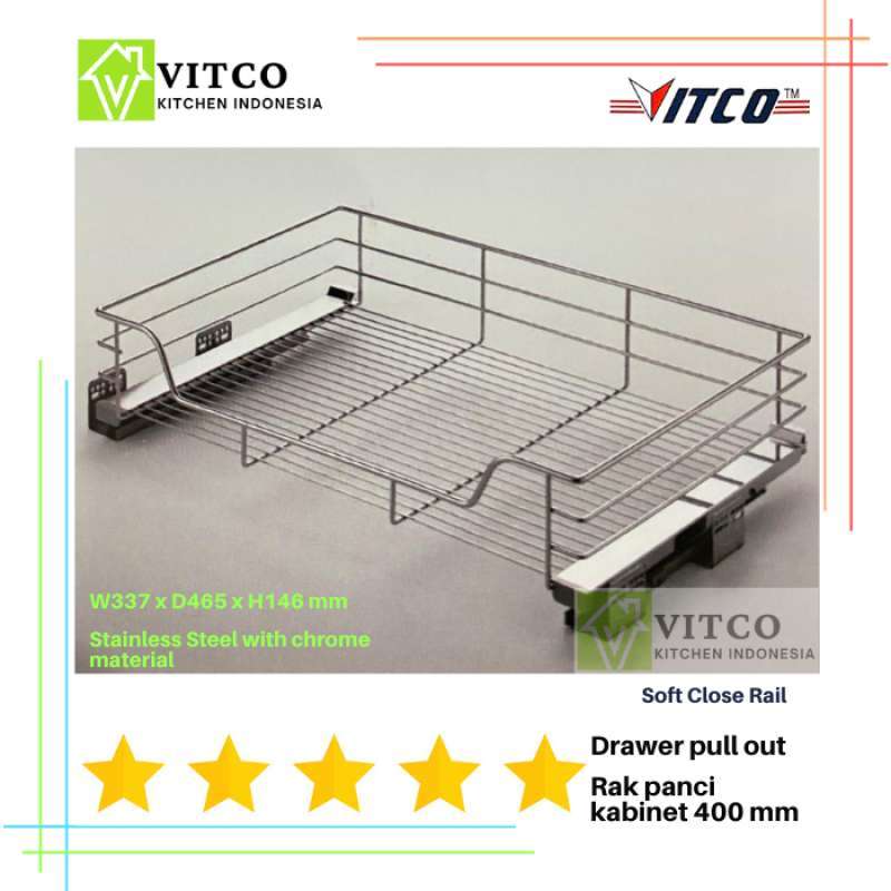Jual VITCO Soft Close Drawer Pull Out 400 mm / Rak Panci Teko dapur