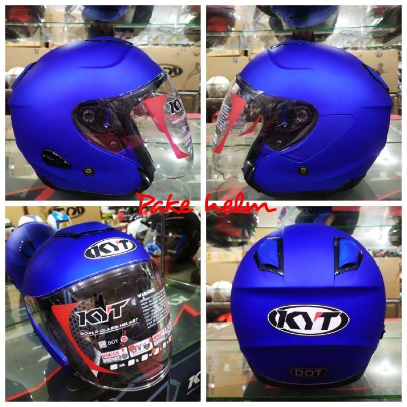 Jual HELM KYT KYOTO BIRU DOFF HELM KYT HALF FACE di Seller