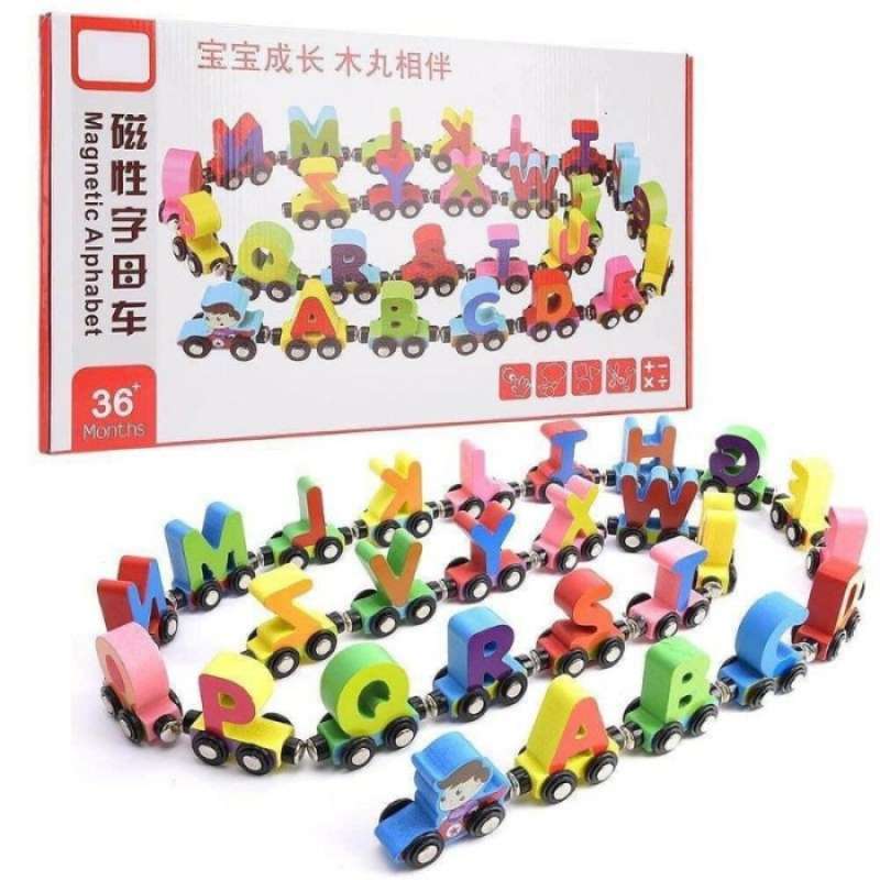 Promo Wooden Alphabet Train Numbers Alfabet Train