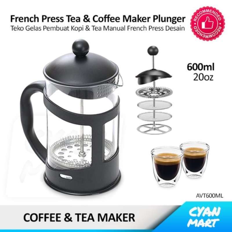 Jual French Press Tea Coffee Maker Plunger Manual Brew Gelas Teh Kopi