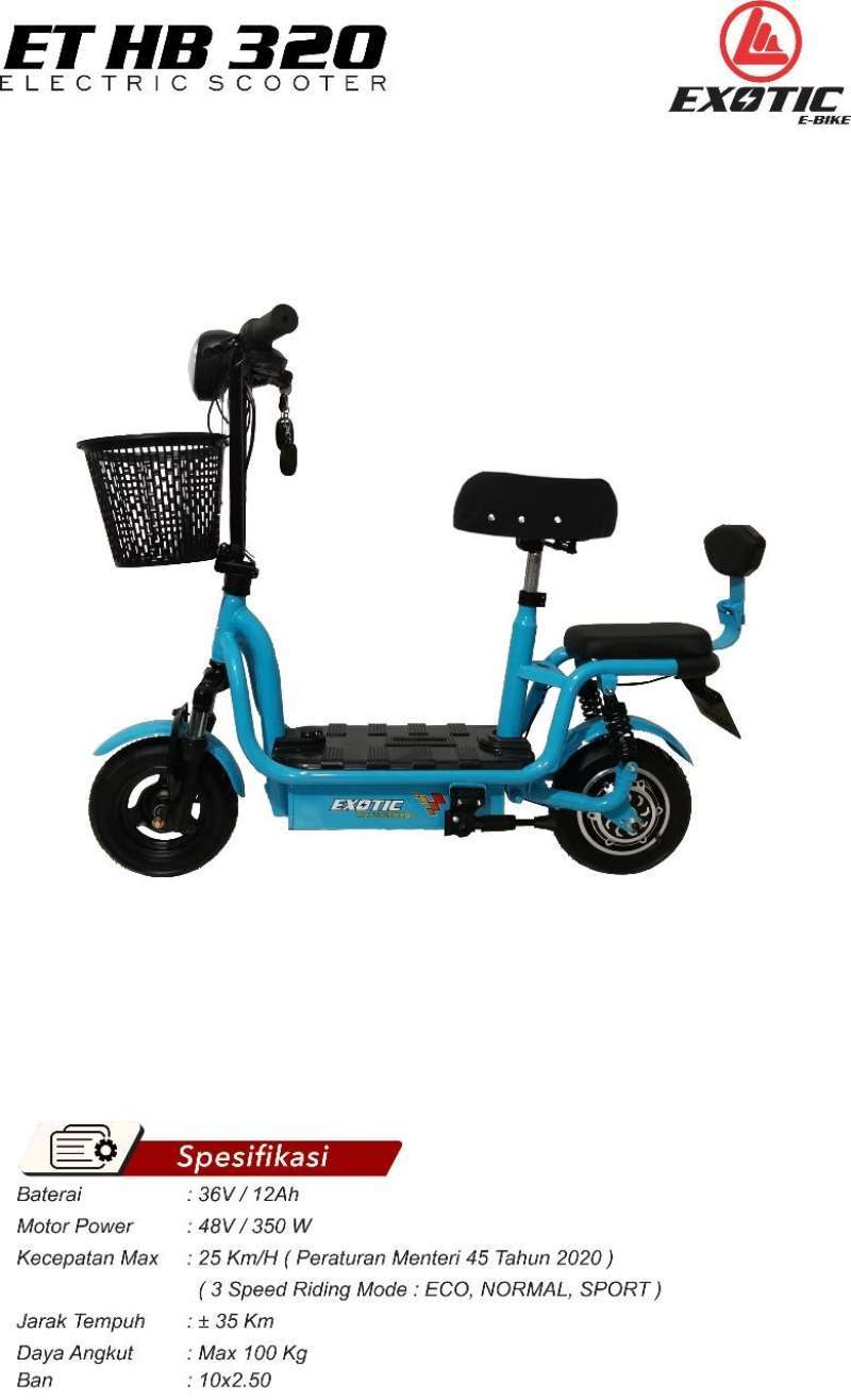 Jual Skuter Listrik Exotic Et Hb 320 Electric Scooter Di Seller