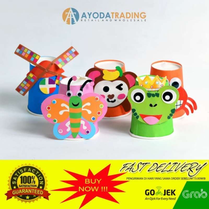 Jual Diy Paper Cup Craft Mainan Edukasi Kertas Warna Tempel Di Seller ...
