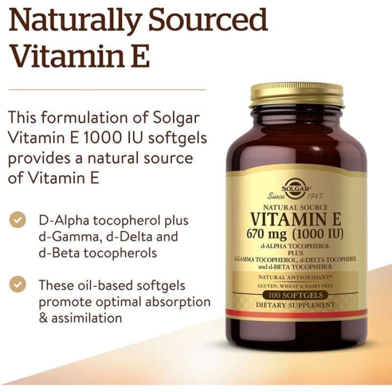 Jual Solgar Vitamin E 1000 Iu 100 Softgels Antioxidant Skin Immune Di