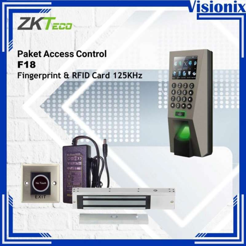 Promo PAKET ACCESS CONTROL ZKTECO F18 FINGERPRINT RFID ACCESS DOOR DR