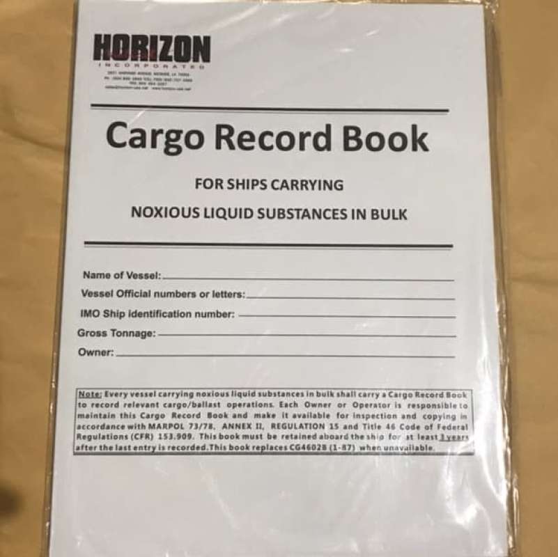 Jual Cargo Record Book For Ships Carrying Noxious Liquid Substances Logbook Di Seller Bane Store