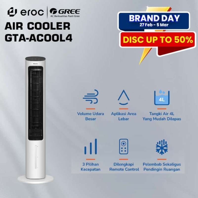 Jual Gree Tower Fan Air Cooler Kapasitas 4 Liter Model GtaAcool4