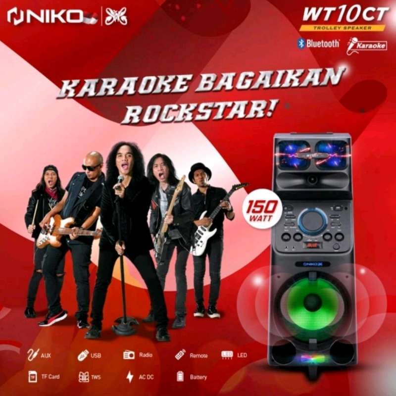 Jual NIKO WT10CT Speaker Portable Karaoke Trolley 10 inch 150 Watt