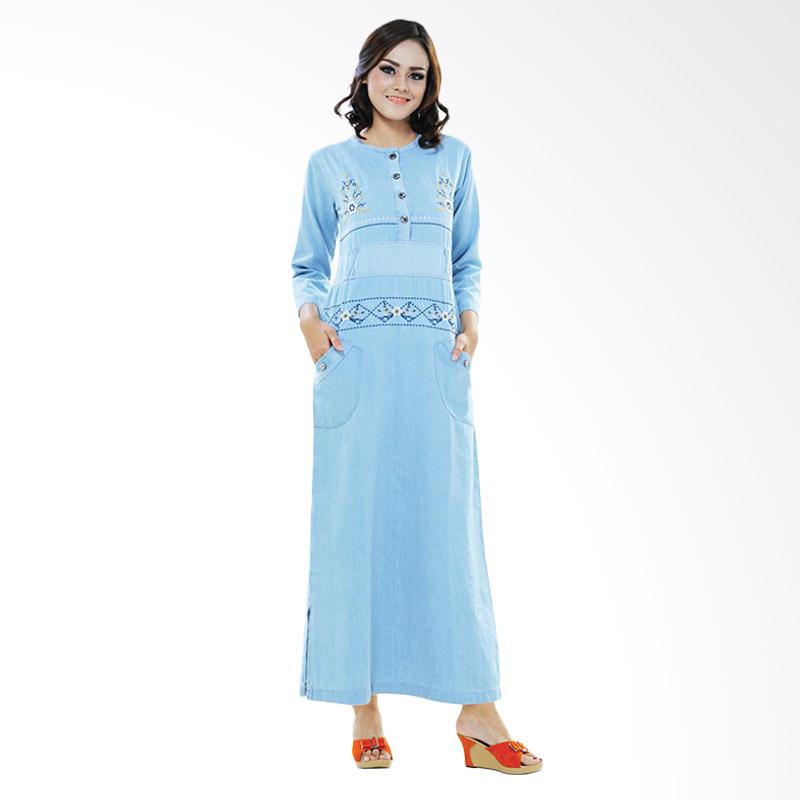 Jual Azzura 502-08 Long Dress Muslim Wanita - Biru Online