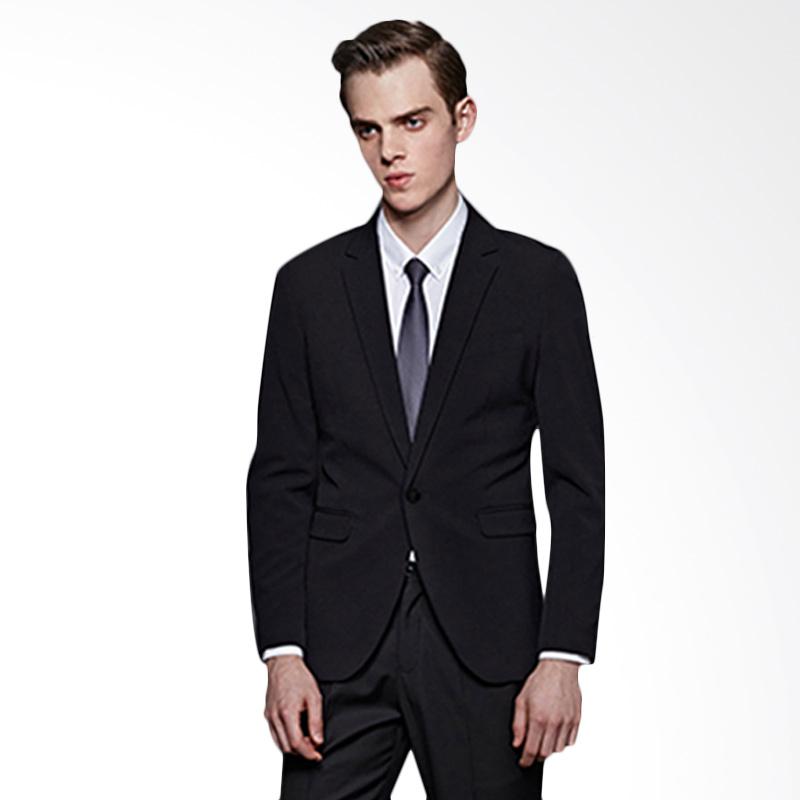 jual life8 slim fit single button blazzer pria black jual life8 slim fit single button blazzer pria black