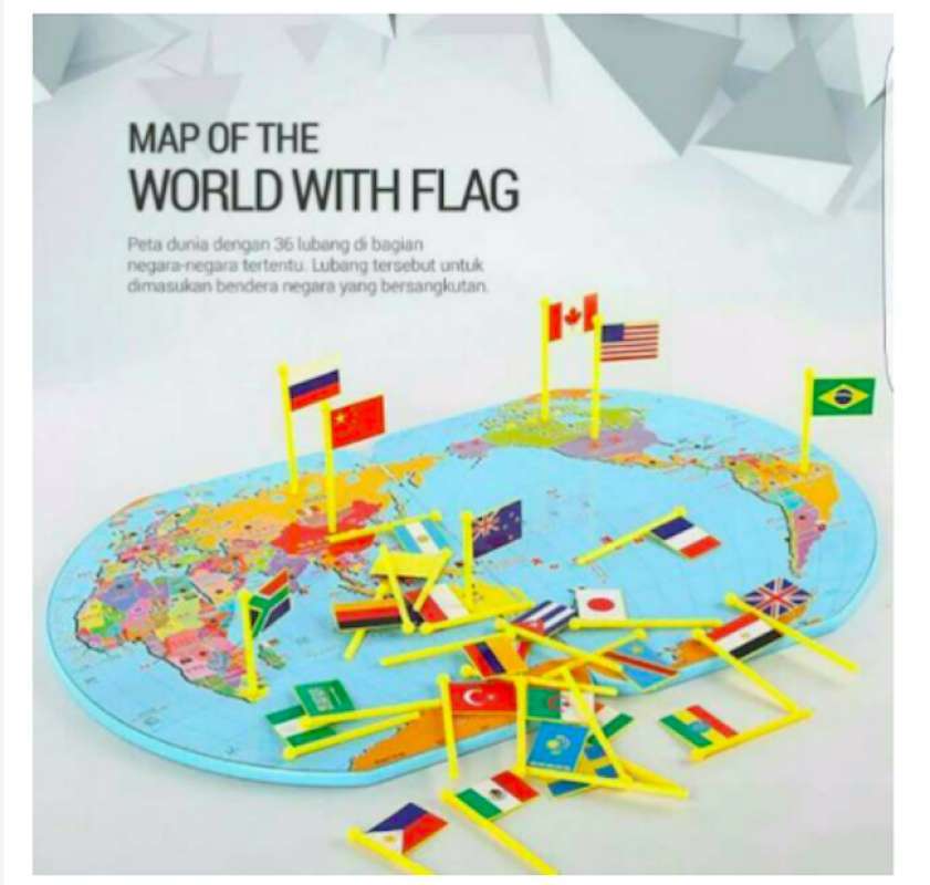 Promo Knowledge of the World (with flags) MAP FLAG MAINAN EDUKASI PENGETAHUAN DUNIA NEGARA DAN 