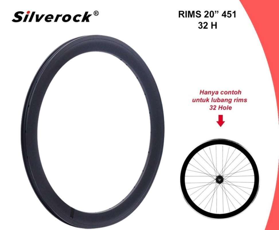 Jual Silverock Rims 20 451 32H Double Wall Alloy Velg Sepeda Lipat 20