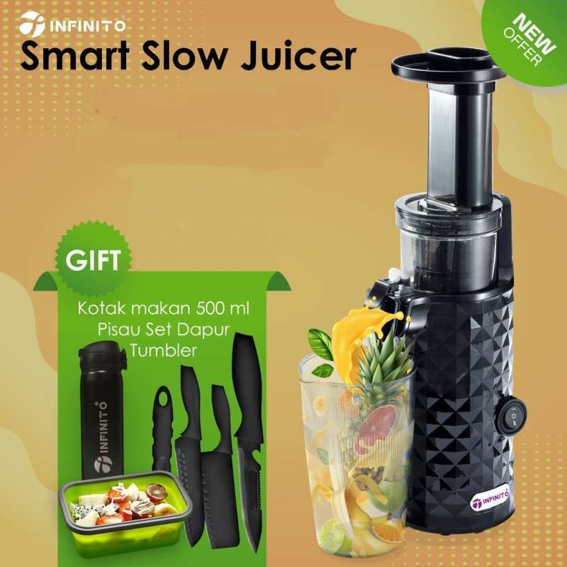 Jual Smart Slow Juicer INFINITO RPM 60 Low Watt, Ampas Kering. SPECIAL PROMO BLACK di Seller