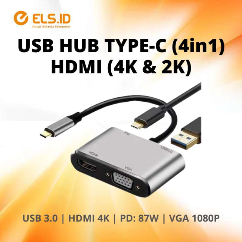 Promo USB Hub Type C To VGA & HDMI (Support 4K & 2K) Diskon 17% di ...
