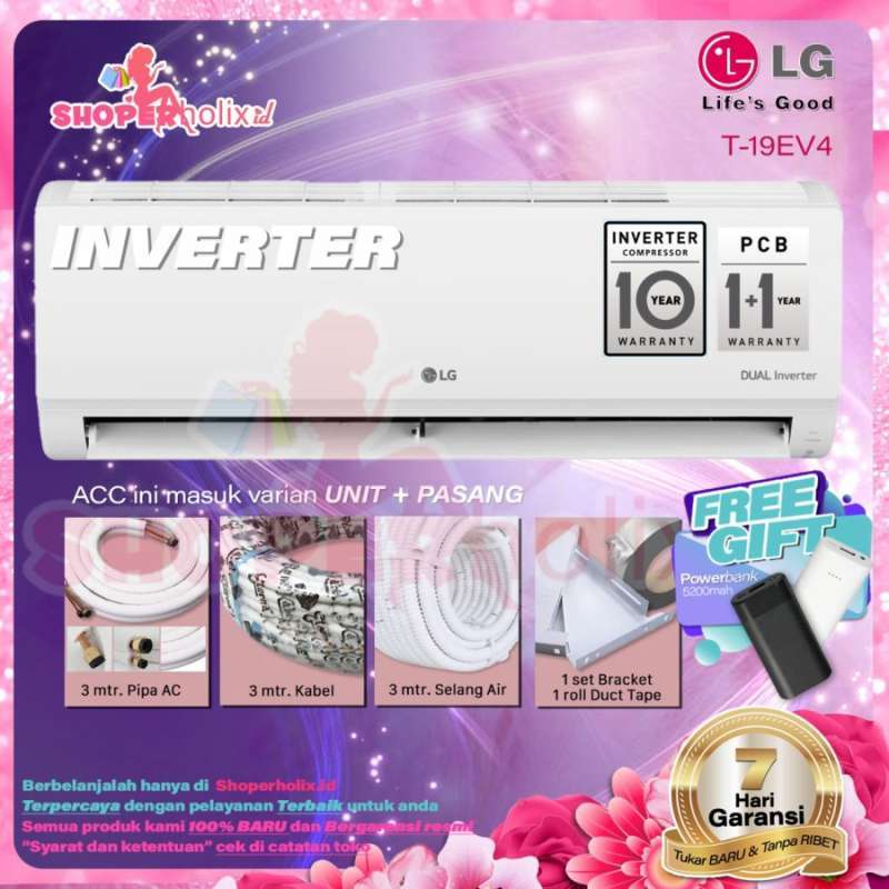 Jual AC LG 2 PK T19EV4 DUAL COOL ECO INVERTER + INSTALASI PEMASANGAN