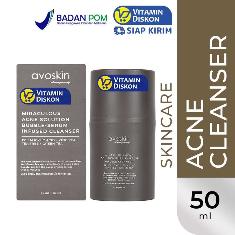 Promo AVOSKIN MIRACULOUS ACNE BUBBLE SERUM INFUSED CLEANSER SALICYLIC ...