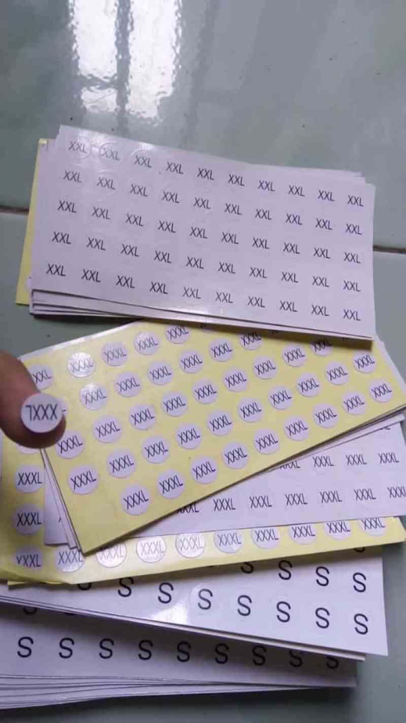 Jual Label Size / Ukuran Baju S,M,L,XL,XXL 1lembar 50pcs Size L di