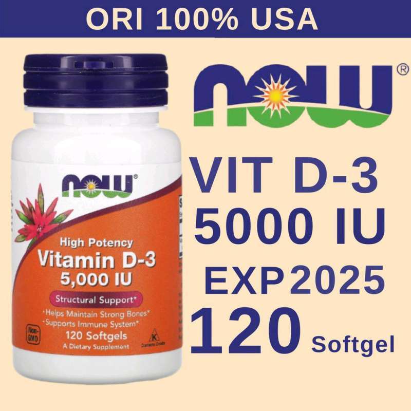 Jual VITAMIN D3 5000 IU 120 SOFT GEL EXP 2025 SISTEM IMUN di Seller