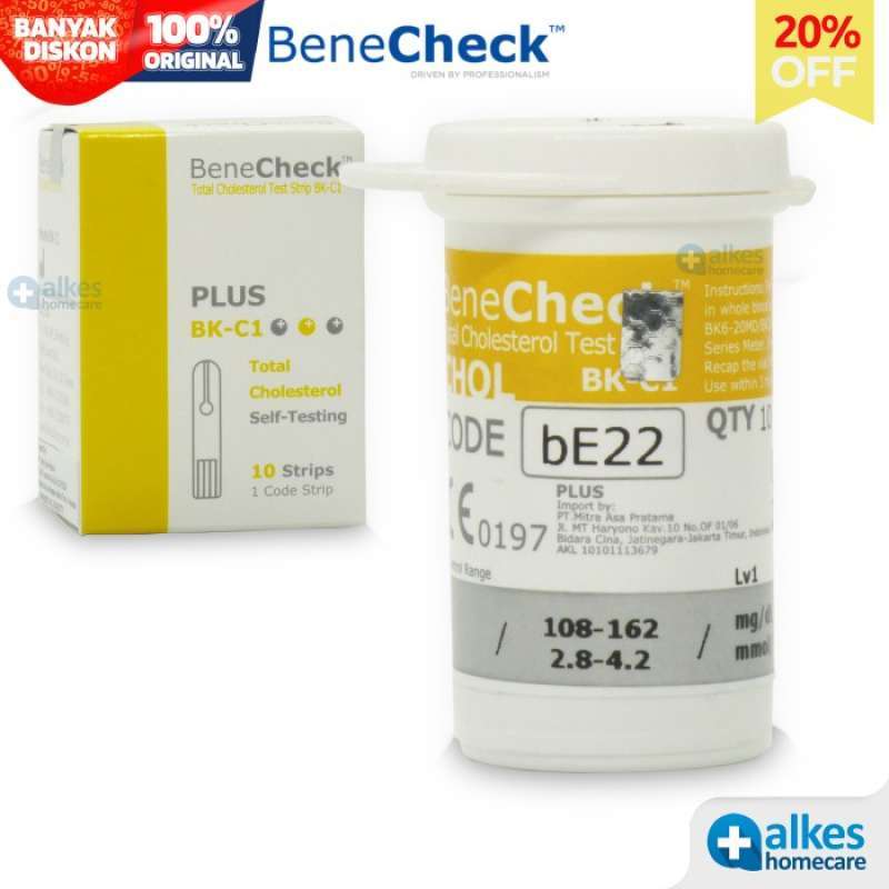 Jual Alat Cek Darah - BeneCheck PLUS Test Strip Kolesterol (ISI 10Pcs
