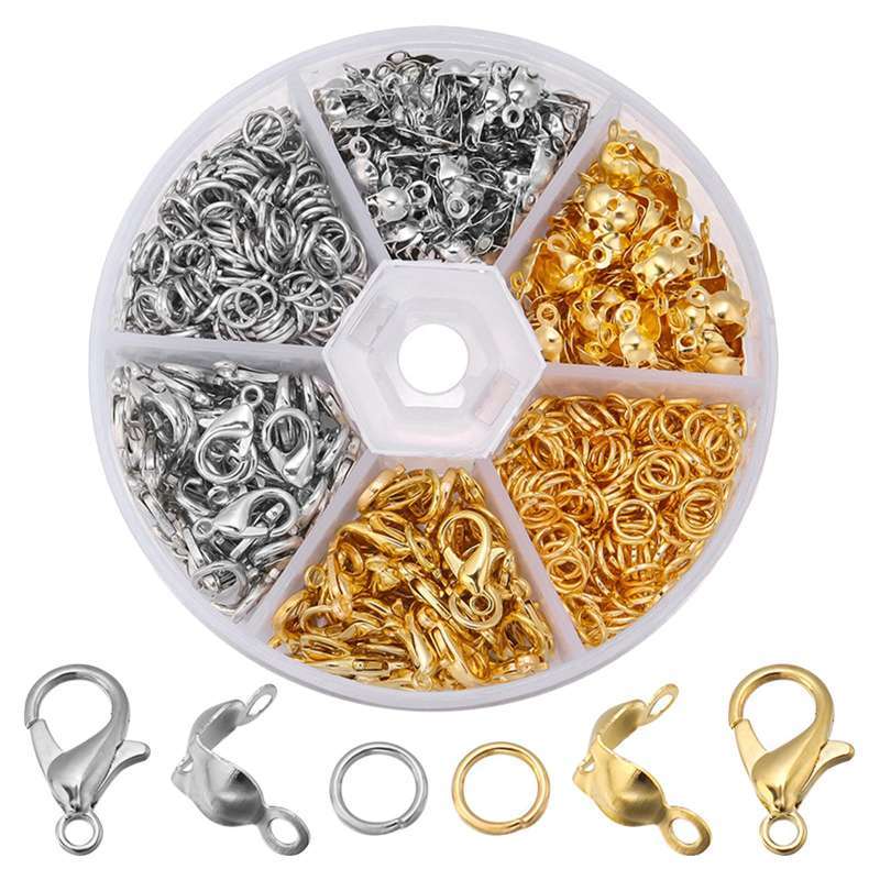 Jual 450x Jump Rings Split Rings Lobster Clasps Hooks Jewelry Making