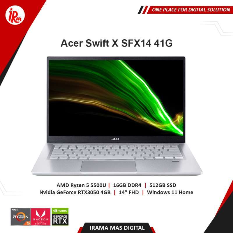 Jual Acer Swift X SFX14 41G - AMD Ryzen 5 5500U 16GB 512GB SSD W11 ...