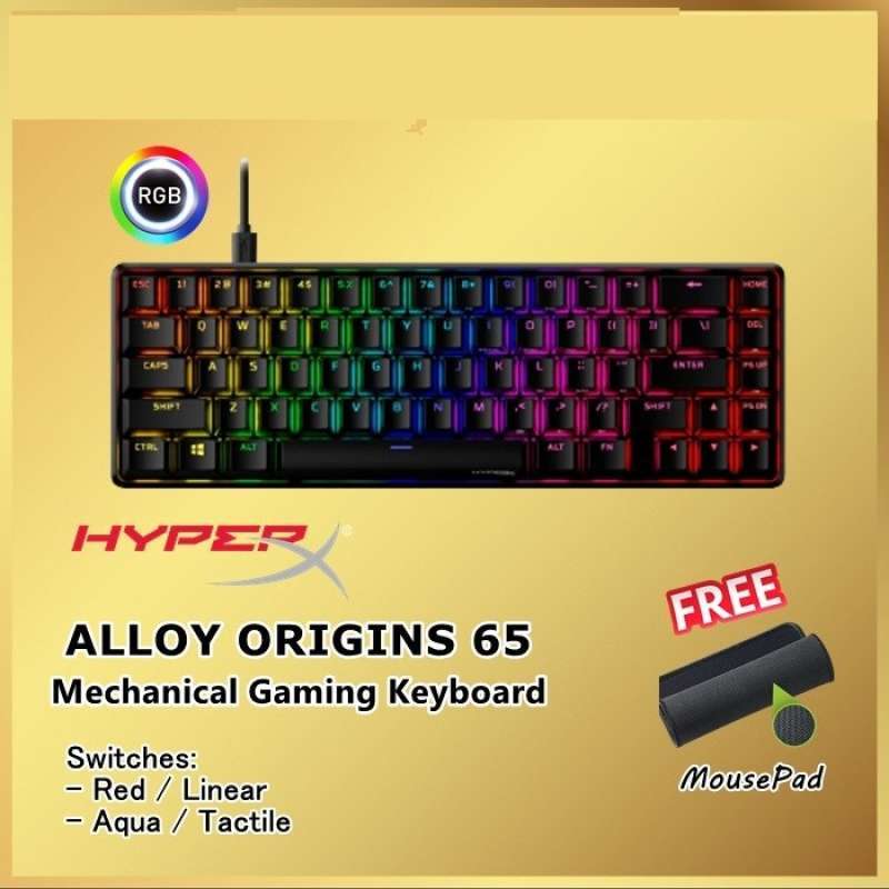 Jual HyperX Alloy Origins 65 RGB Mechanical Gaming Keyboard Red / Linear di Seller MASHI MASHI