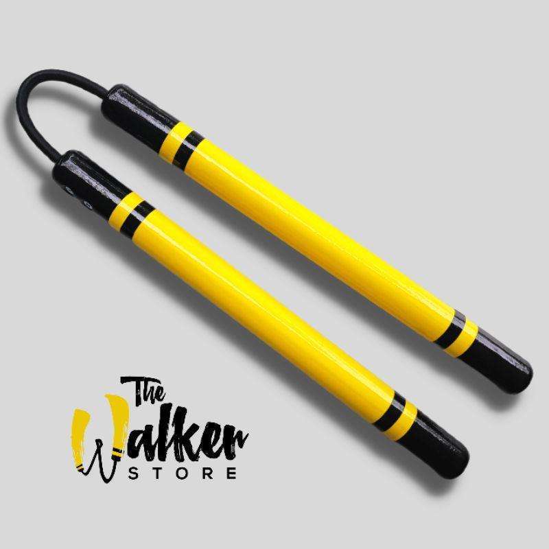 Jual Nunchaku Freestyle Kayu (Wooden Nunchucks) Yellow Black di Seller