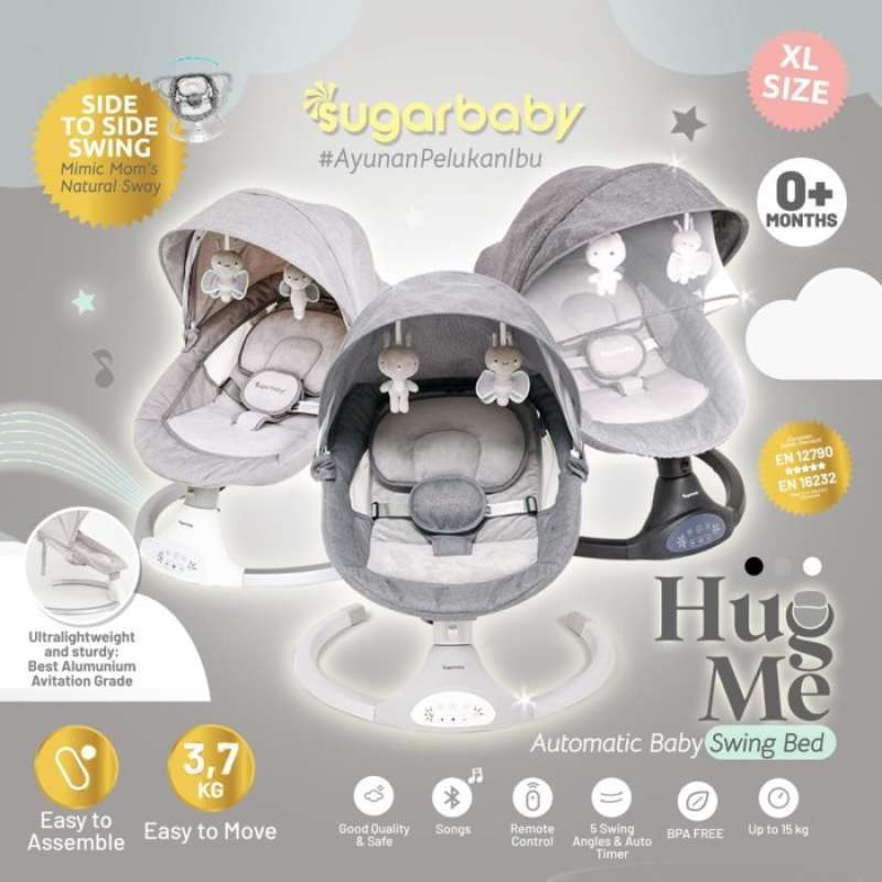 Jual Sugar Baby Hug Me Automatic Baby Swing Bed Side to Side Ayunan