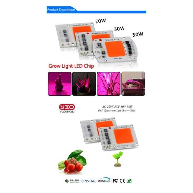 Jual Diy Grow Light 30 Watt Full Spectrum Led Cob Hidroponik Ac 220v ...
