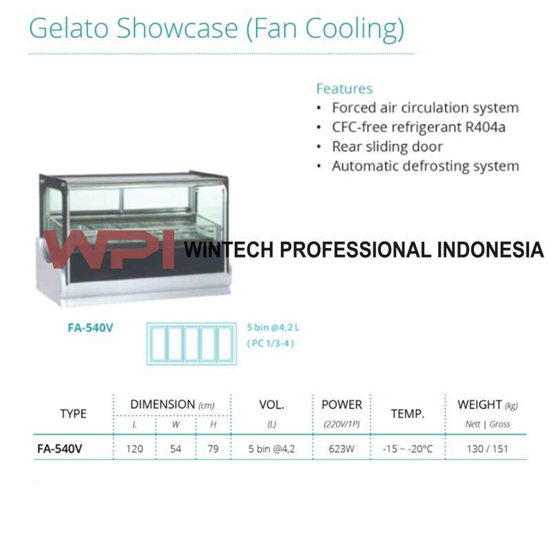 Jual Gea FA540V FA540V Countertop Gelato Showcase(Fan Cooling