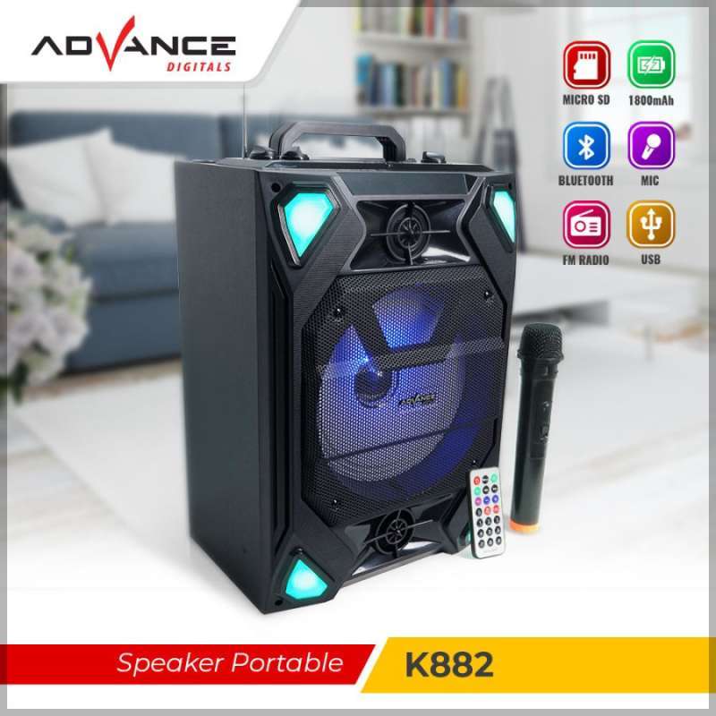 Jual ADVANCE K882 SPEAKER AKTIF BLUETOOTH PORTABLE 8 INCH FREE MIC