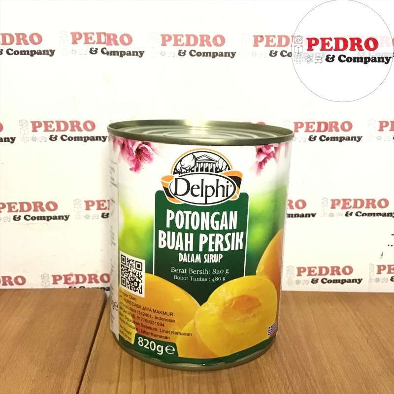 Jual Delphi peach halves in syrup 820 gram buah persok potong dalam sirup di Seller