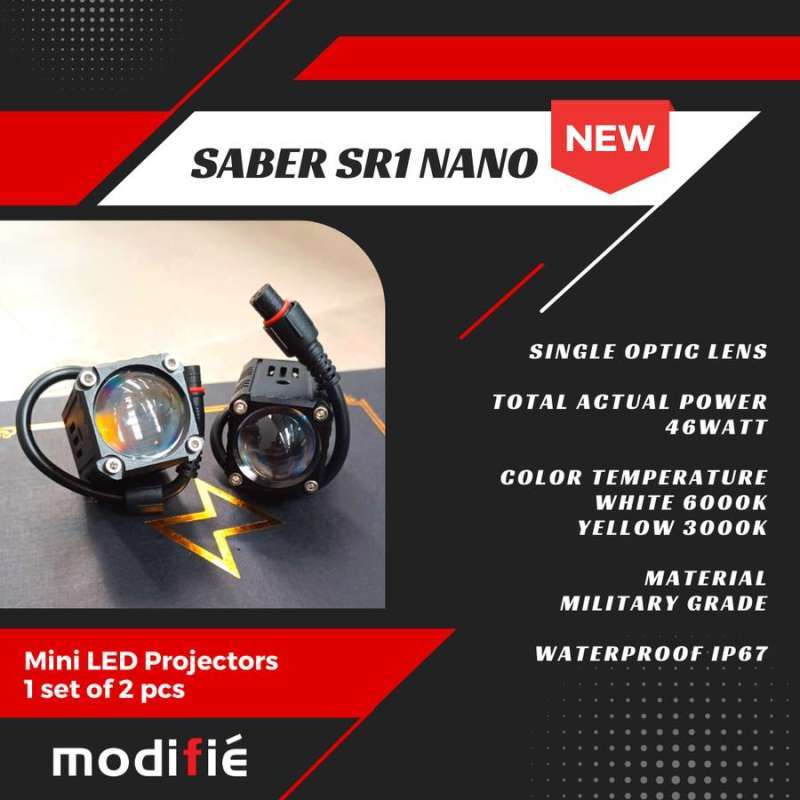 Jual Mini Projector Saber SR1 NANO modifiesby LED laser high beam dim