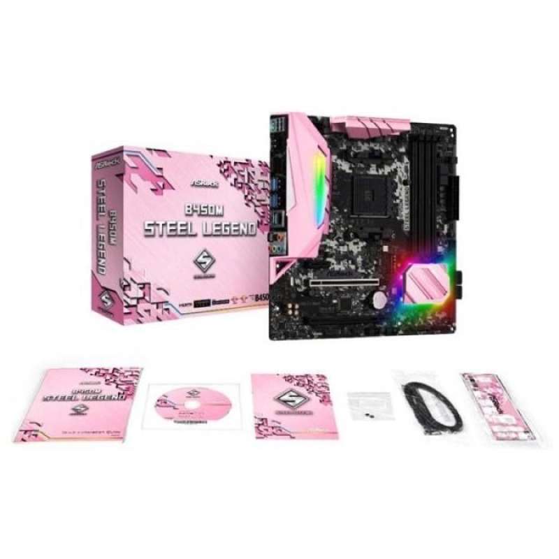 Jual asrock b450m steel legend pink limited edition motherboard amd
