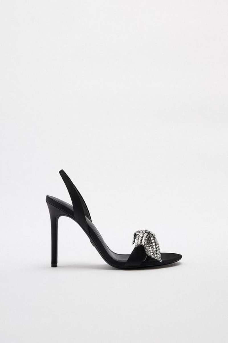 Jual ZARA ORIGINAL HIGHHEEL SANDALS WITH EMBELLISHED BOW di Seller
