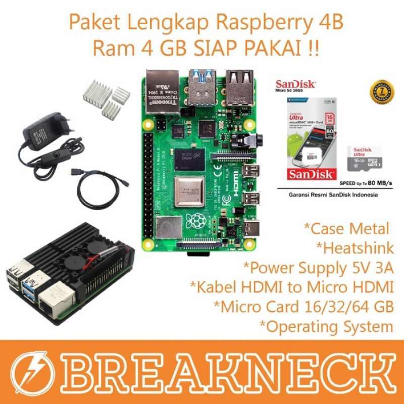 Jual Raspberry Pi Jual Paket Lengkap Raspberry Pi 4B SIAP PAKAI Case Metal di Seller ...