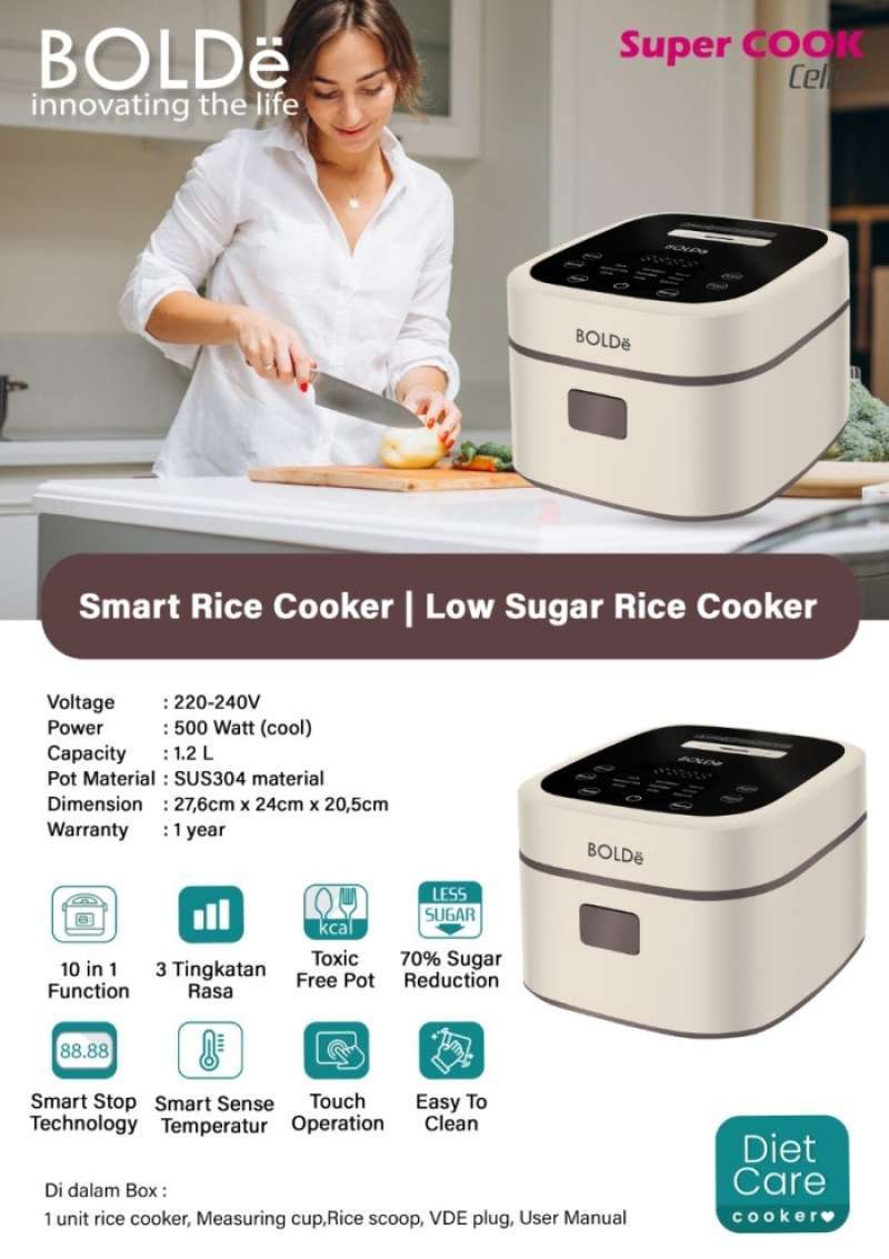 Promo BOLDe digital Rice Cooker Less sugar Celica 1.2L Diskon 11% di ...