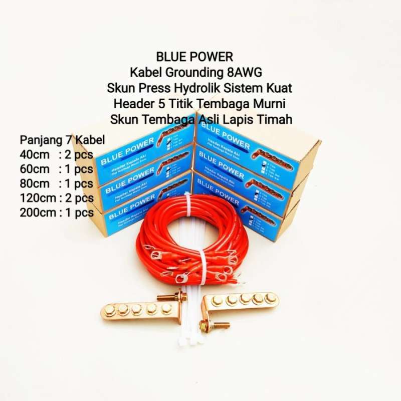 Promo KABEL GROUNDING MOBIL 8AWG 5 TITIK 7 KABEL GROUND WIRE KIT BLUE