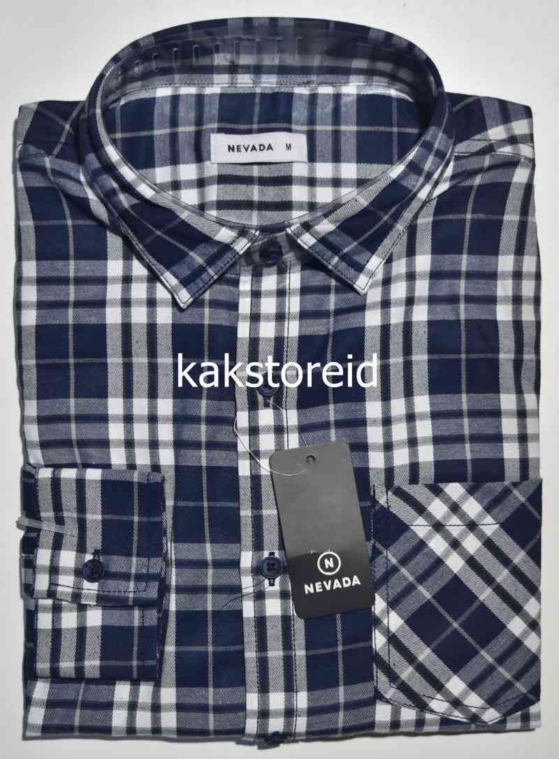 Jual Kemeja Pria Nevada Navy Lengan Panjang NVD 188 ORIGINAL di Seller