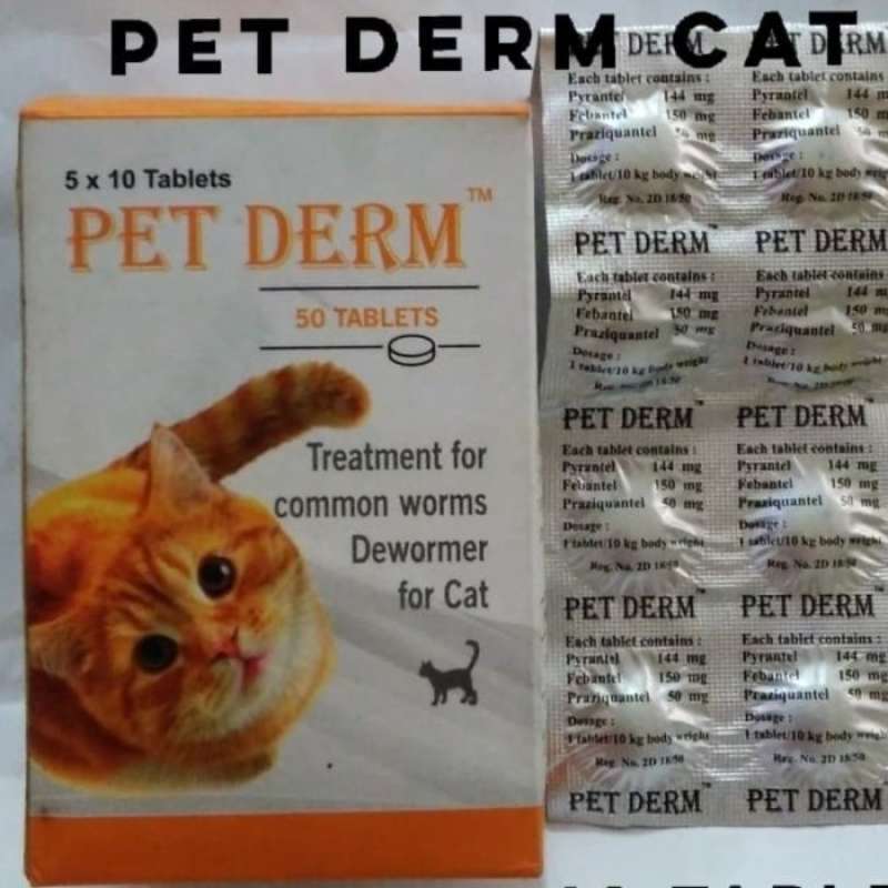 Jual Petderm Cat Obat Cacing Kucing Pet Derm Cat Dewormer 1 Dus / 50