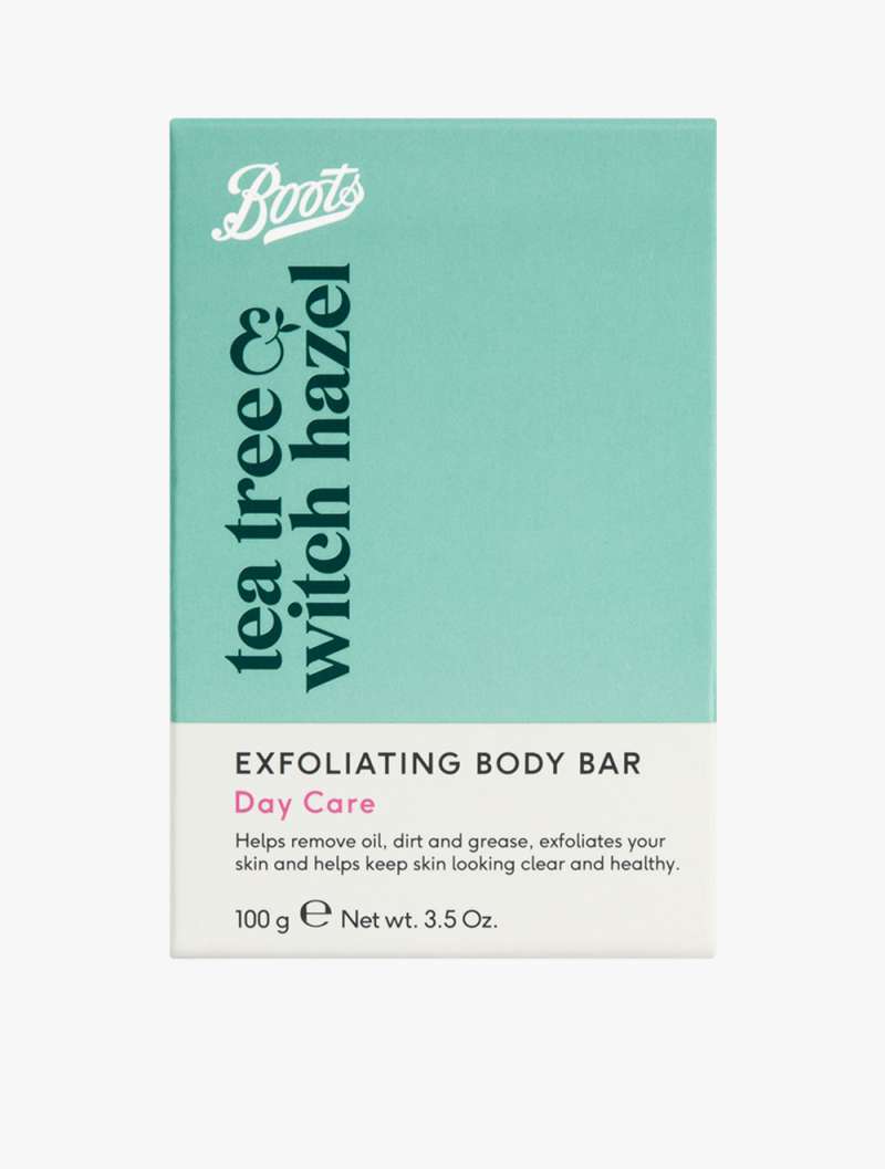 Jual BOOTS TEA TREE & WITCH HAZEL EXFOLIATING BODY BAR DAY CARE 100G di