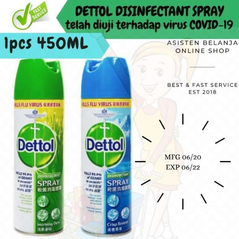Jual Dettol Disinfectant Spray 450ml 2x 100 Original Harga 2BOTOL di