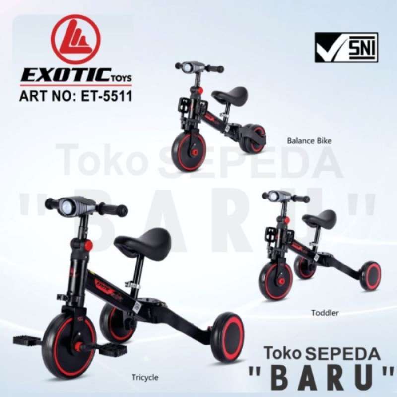 Promo Free Ongkir Tb Balance Bike 3 In 1 Tricycle Pushbike Exotic Et